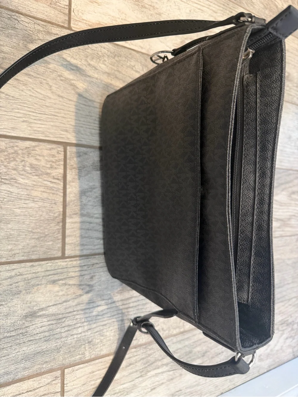 Michael Kors Black Logo-Print Crossbody Messenger Bag